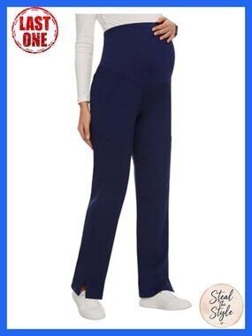 Maternity Scrub Pants with 6 Pockets Stretchy Straight Leg Pregnancy Workwear